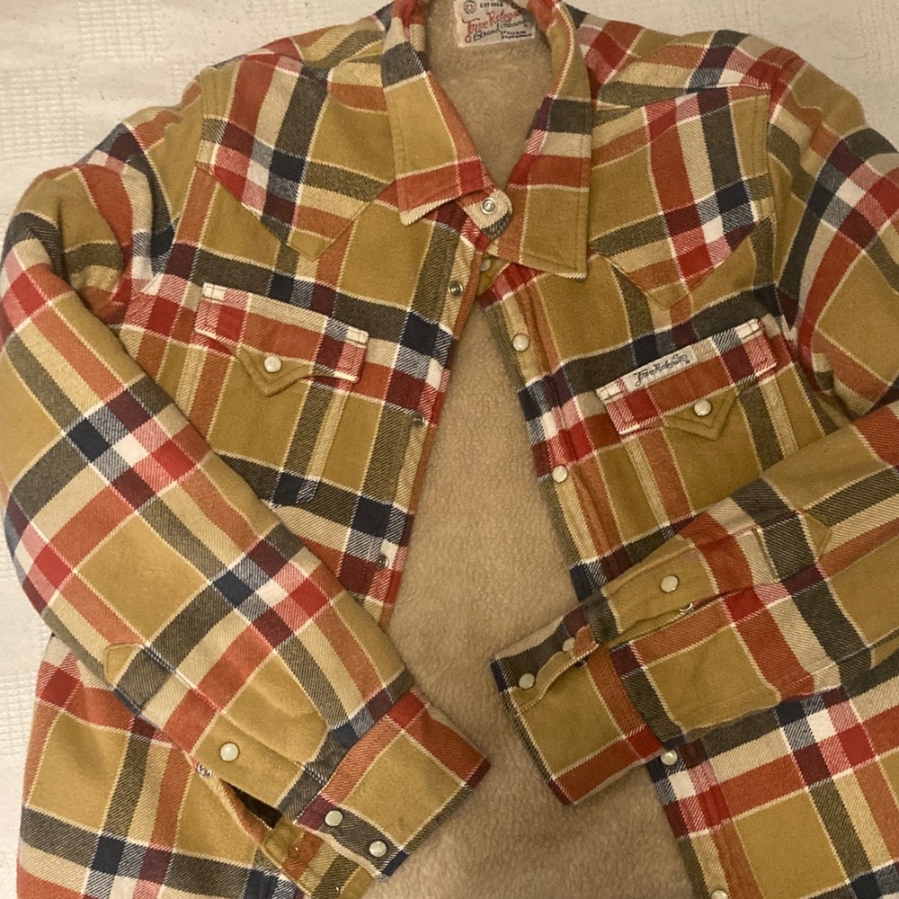 True Religion Multicolor Plaid Shirt Jacket Sherpa lined with pearl snap buttons